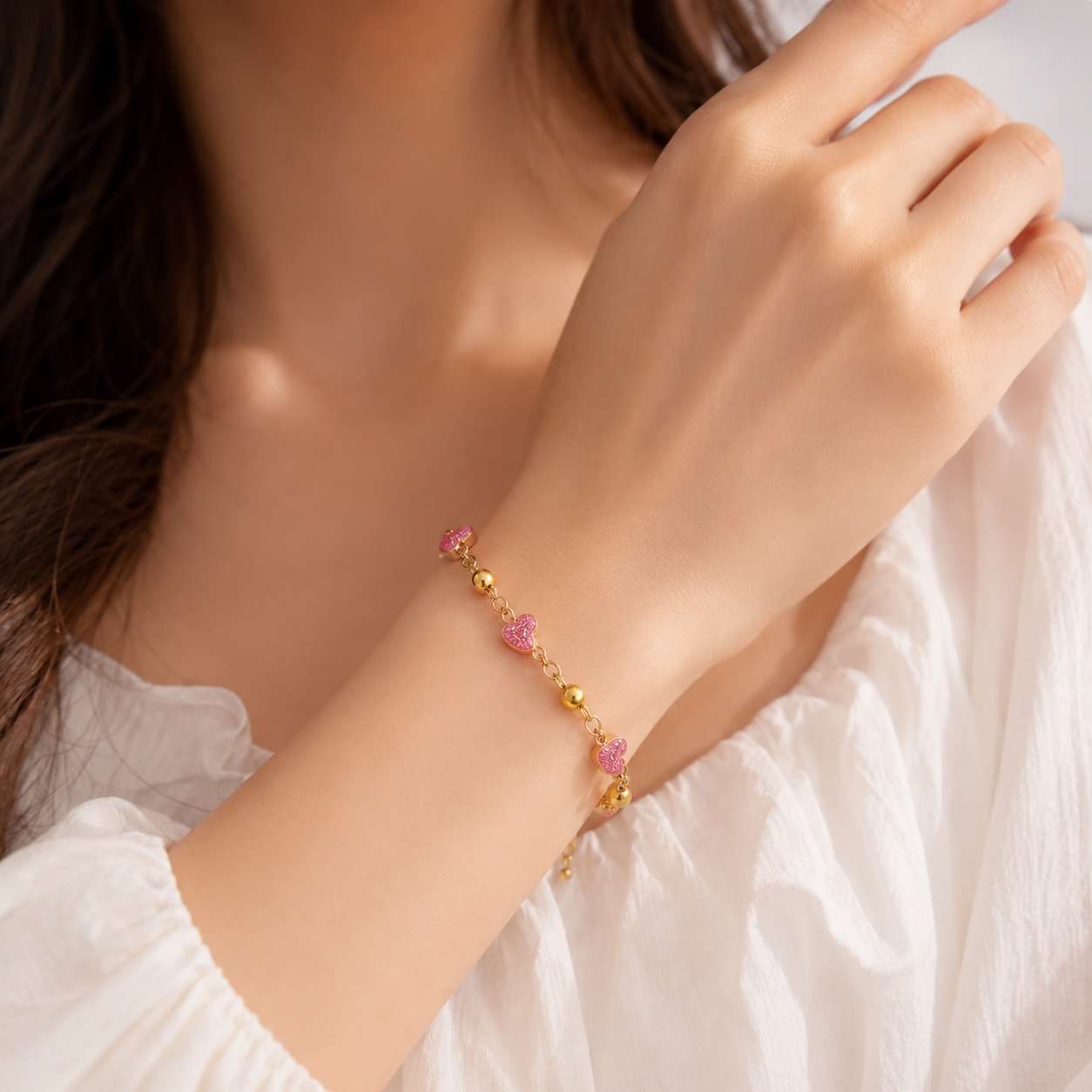 Bracelet "coeur rose"