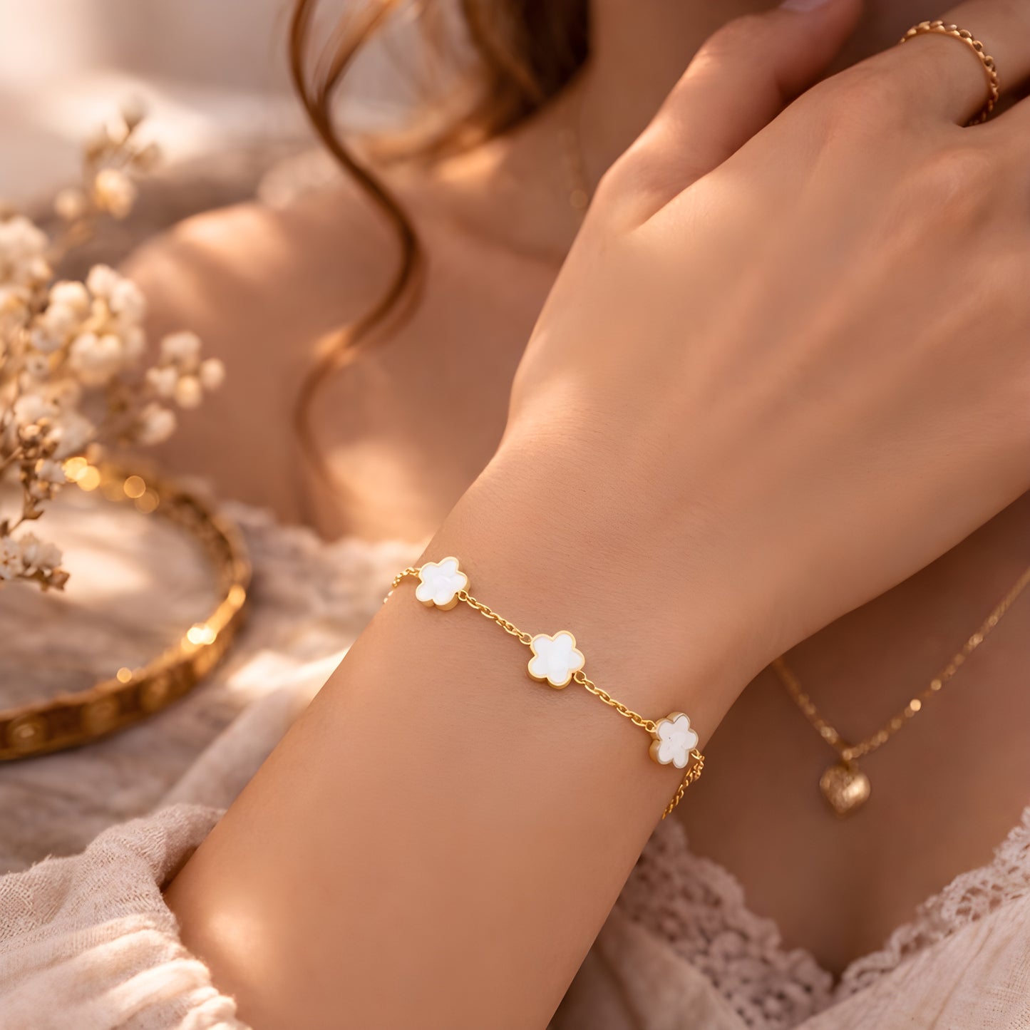 Bracelet "Rosy blanc"