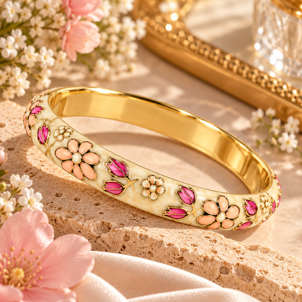 Bracelet "Dahlia crème"