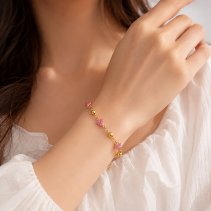 Bracelet "coeur rose"