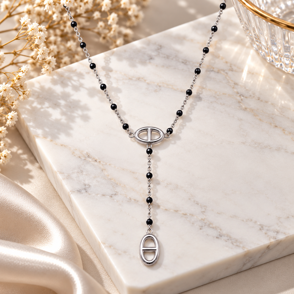 Collier "Minuit argent"